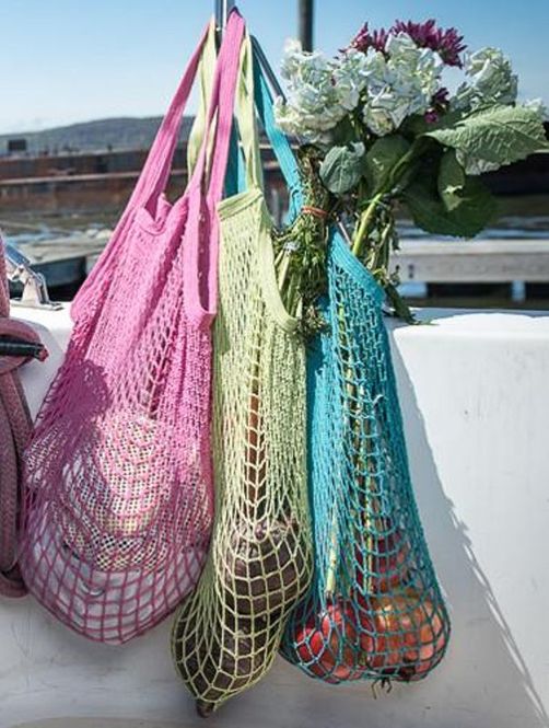 Hovedbilde ECOBAGS® Handlenett lang hank blågrønn Havana økologisk bomull 