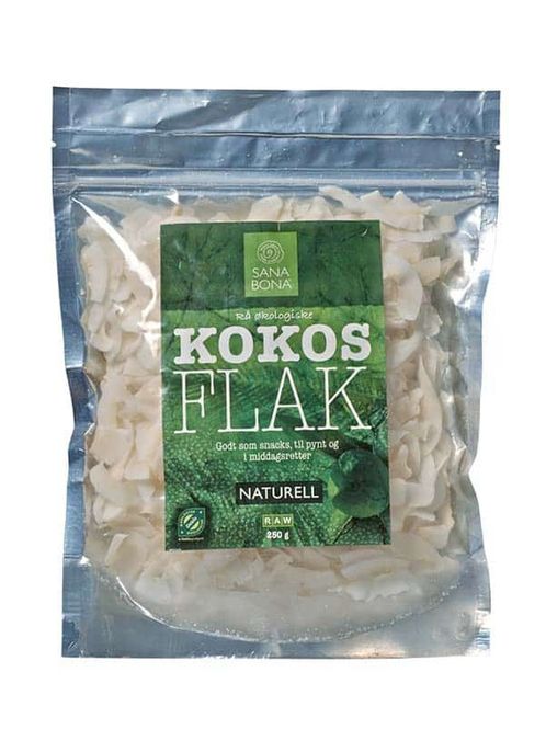 Hovedbilde Kokosflak økologisk naturell 250 g Sanabona